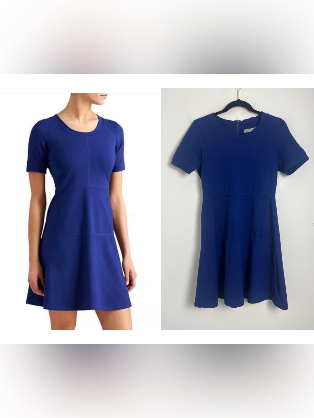 Athleta Petite Small Blue En Route A-Line Stretch Athleisure Short Sleeve Dress